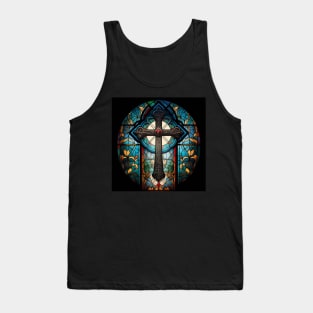 Holy Cross with Stained Glass Windows Tank Top
